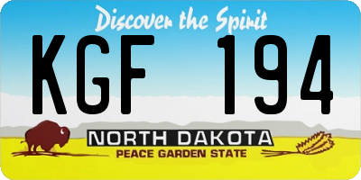 ND license plate KGF194