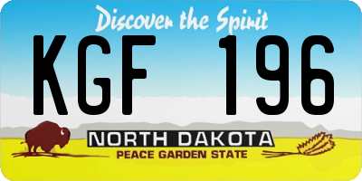 ND license plate KGF196