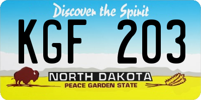 ND license plate KGF203