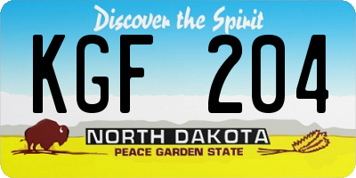 ND license plate KGF204