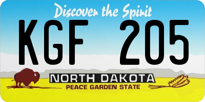 ND license plate KGF205