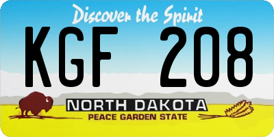 ND license plate KGF208
