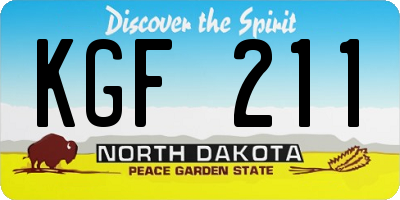 ND license plate KGF211