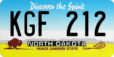 ND license plate KGF212