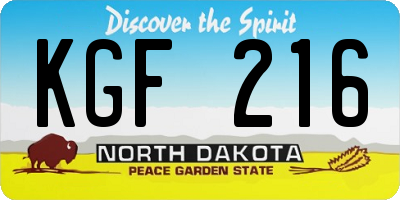 ND license plate KGF216