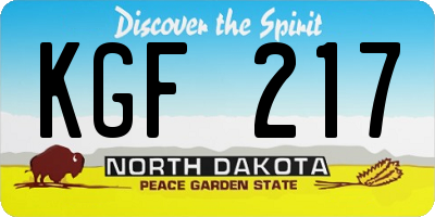 ND license plate KGF217