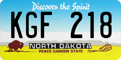 ND license plate KGF218