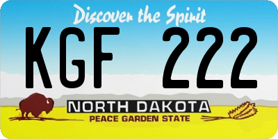 ND license plate KGF222