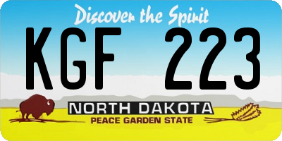 ND license plate KGF223