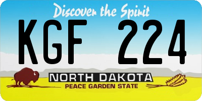 ND license plate KGF224