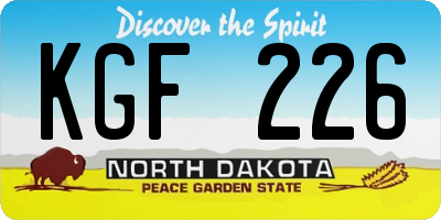 ND license plate KGF226