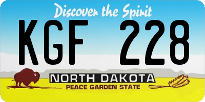 ND license plate KGF228