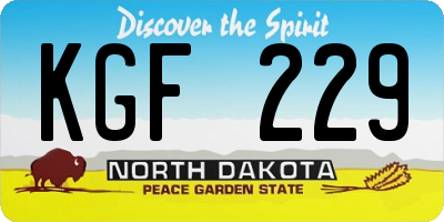 ND license plate KGF229