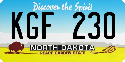 ND license plate KGF230