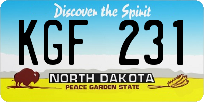 ND license plate KGF231