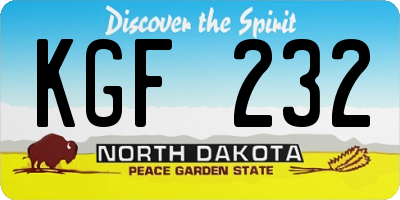 ND license plate KGF232