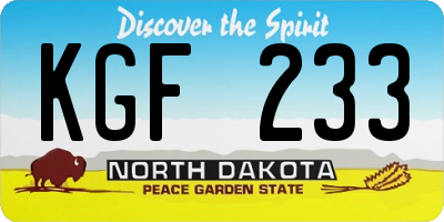 ND license plate KGF233