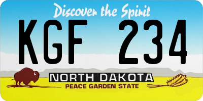 ND license plate KGF234