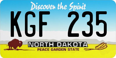 ND license plate KGF235
