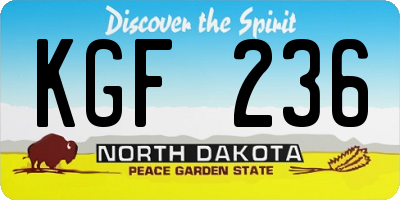 ND license plate KGF236