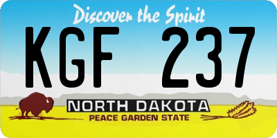 ND license plate KGF237