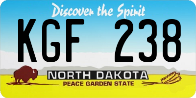 ND license plate KGF238