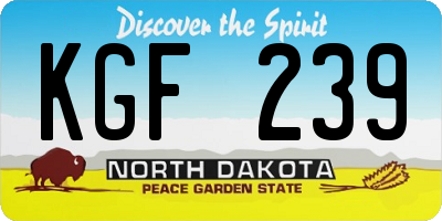 ND license plate KGF239