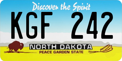 ND license plate KGF242