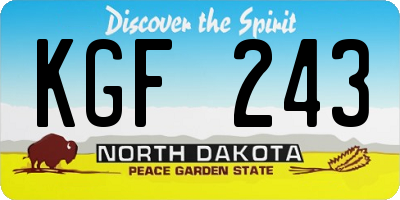 ND license plate KGF243