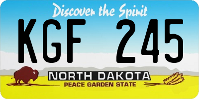 ND license plate KGF245