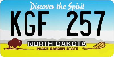 ND license plate KGF257