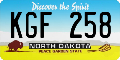 ND license plate KGF258