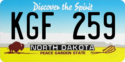 ND license plate KGF259