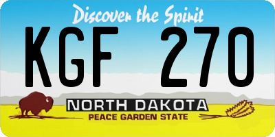 ND license plate KGF270