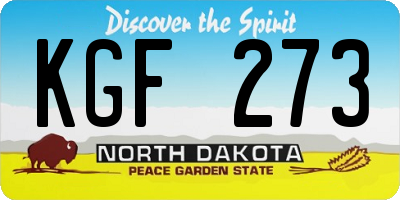 ND license plate KGF273