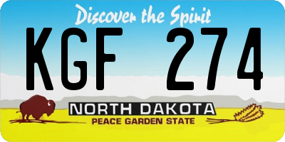 ND license plate KGF274