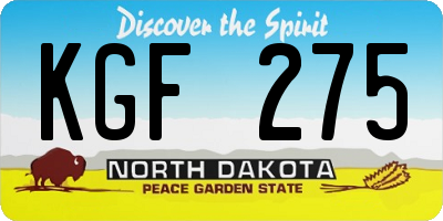 ND license plate KGF275