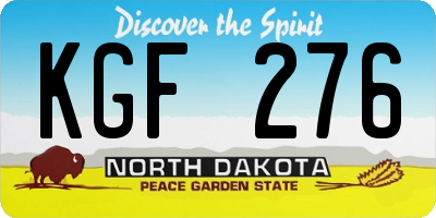 ND license plate KGF276
