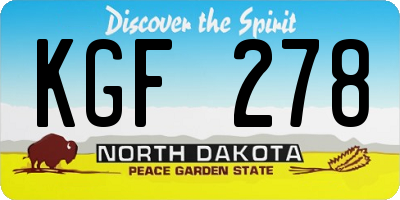 ND license plate KGF278