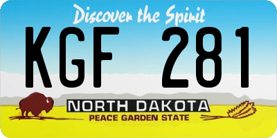 ND license plate KGF281