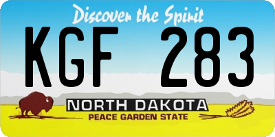 ND license plate KGF283