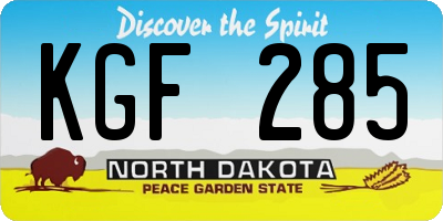 ND license plate KGF285