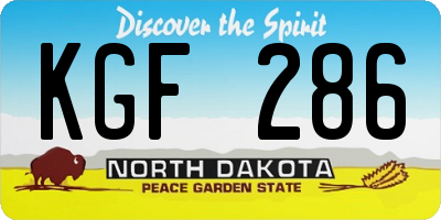 ND license plate KGF286