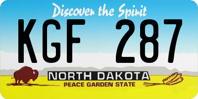 ND license plate KGF287
