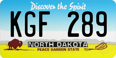 ND license plate KGF289