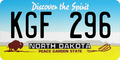 ND license plate KGF296