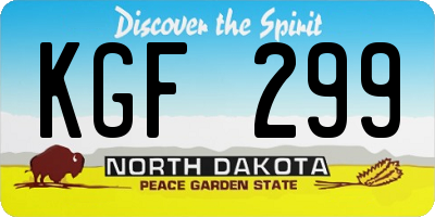 ND license plate KGF299