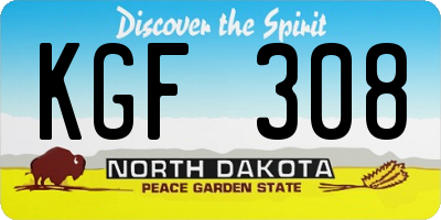 ND license plate KGF308