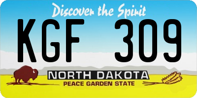 ND license plate KGF309