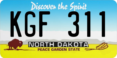 ND license plate KGF311